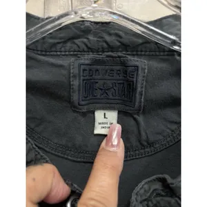 Converse One Star Top Women's Gray Long‎ Sleeve Button Pockets Soft Casual thumbnail 2
