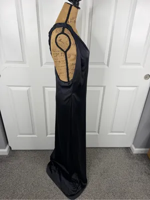 Free People Black Satin One Shoulder Maxi Dress Size 12 Formal Gown thumbnail 6