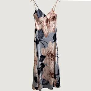Socialite Floral Print Stretch Satin Slip Maxi Dress Womens Small Silky Feminine thumbnail 4