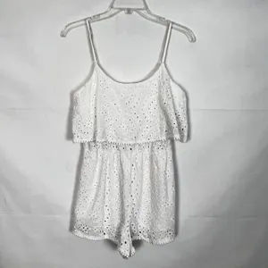 LA Hearts Eyelet Sleeveless Ruffle White Romper thumbnail 2