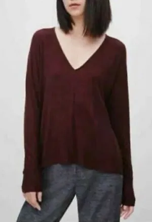 Wilfred Wilfred Burgundy Fragon V Neck Long Sleeve Lightweight Sweater Sz‎ S thumbnail 1