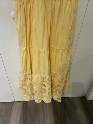 Haute Hippie Pale Yellow Midi Dress with Lace Trim thumbnail 8