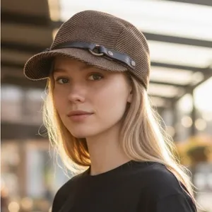 Wool & Leather Academia Cap Women's Brown Winter Hat thumbnail 1