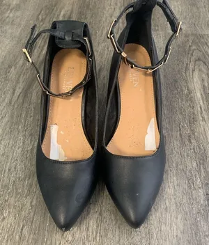 Leuven Alexander black pointed ankle strap heels Size 5.5 thumbnail 1