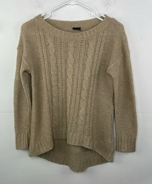 Faded Glory cable knit camel color sweater size small thumbnail 1