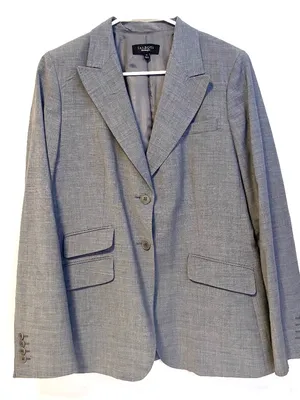 Talbots Wool Blend Business Work Two Button Blazer Jacket Grey Womens Size 14 thumbnail 1