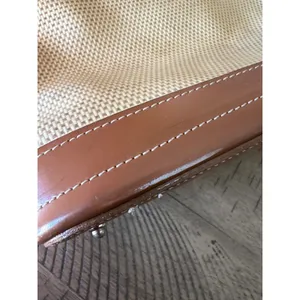 Vintage Dooney & Bourke Woven Canvas Leather Bamboo Handle Satchel Bag Crossbody thumbnail 5
