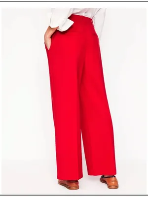 Boden Red Ponte Knit Wide Leg High Rise Career Dress Pants Size 4R thumbnail 2