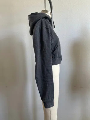 American Apparel Cropped Zip Hoodie Gray XS thumbnail 4