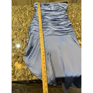 $565 Cinq à Sept Women's Blue Silk Strapless Ruched Asymmetrical Dress Size 4 thumbnail 11