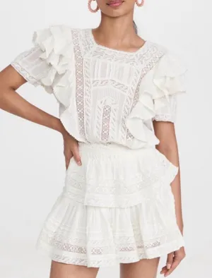 Love Shack Fancy Mini Dress Ruffle White thumbnail 1