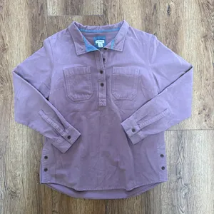 LL Bean‎ Womens Mauve Purple 100% Cotton Henley Long Sleeve Sweater Item Size M thumbnail 1