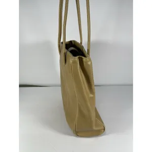 Nine West Vintage Shoulder Bag Tote Purse Tan Faux Leather Y2K Medium Double Str thumbnail 11