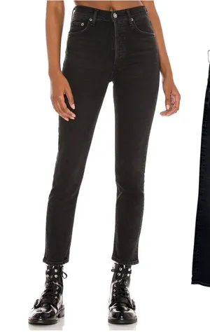 Agolde Nico High Rise Slim‎ Jeans Cosmopolitan Black Gray Wash 28 Women Denim thumbnail 1
