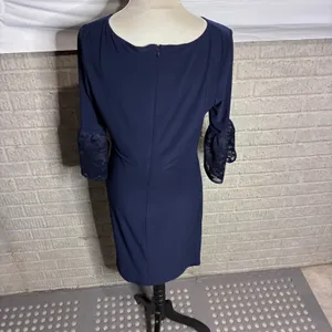 NEW Lauren Ralph Lauren Navy Lace Cuff Ruched Sheath Dress Bobbi 12 thumbnail 5