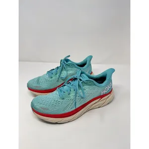 Hoka One One Womens Shoes Blue Red Clifton 8 Athletic Running Sneakers US 11 B thumbnail 4