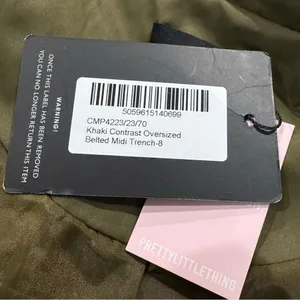 NEW Prettylittlething Khaki Contrast Oversized Midi Trench Coat Women’s 4 thumbnail 5