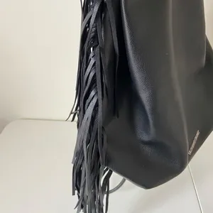 NEW Victoria’s Secret‎ faux leather black fringe tassel backpack purse bag thumbnail 5