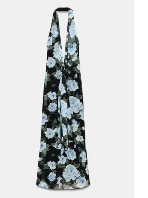 LONG FLORAL PRINT DRESS‎ WITH KNOT DETAIL, Zara women thumbnail 4