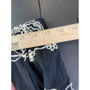 Coldwater Creek Womens L Maxi Skirt Black White Floral Embroidered Tiered Boho thumbnail 3