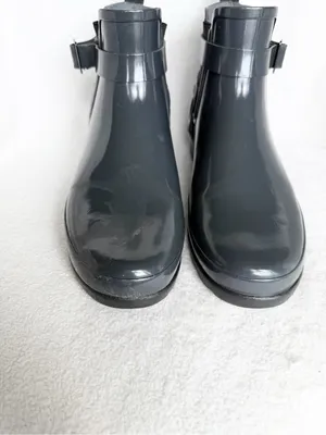 HUNTER Refined Gloss Quilt Chelsea Waterproof Ankle Boots Womens Size 8 Gray thumbnail 4