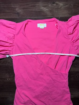 Maeve by Anthropologie Puff sleeve Wrap Pink Blouse Size XXS thumbnail 6