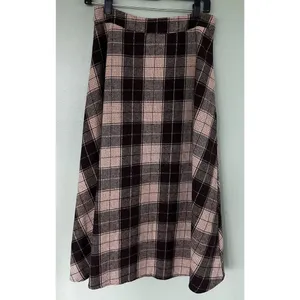 DAZY Kpop High Waist Plaid A-line Skirt CG2 Brown Size Large Lined Cottage​​​ thumbnail 2
