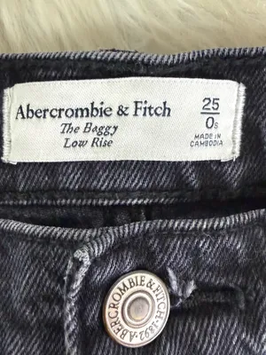 Abercrombie & Fitch The Baggy Low Rise Jeans Size 25/0 Black Wide Leg thumbnail 5