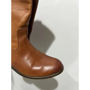 Frye Melissa Cognac Brown Leather‎ Button Logo Tall Riding Boots Women's 6B READ thumbnail 7