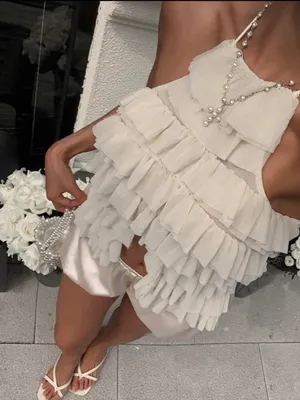 Shein Cream Ruffle Blouse thumbnail 3