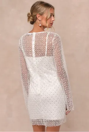Lulus White Sequin Pearl Midi Dress thumbnail 5