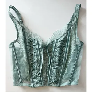Victorias Secret • Dream Angels Mint Green Lace Sheer Corset Unlined thumbnail 3