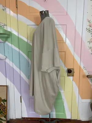 COS Oversized Cotton Jersey T-Shirt Dress Asymmetric Drape Minimalist Sz L 🧡🎀 thumbnail 6