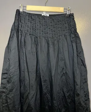 Future Collective Skirt Womens 2 Black Satin Pleated Waist Maxi Lined Full thumbnail 1