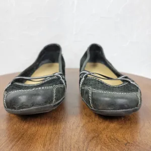 Natural Soul Women's Plantain Flats 9.5 Black Suede Leather Laser Cut Slip On thumbnail 8