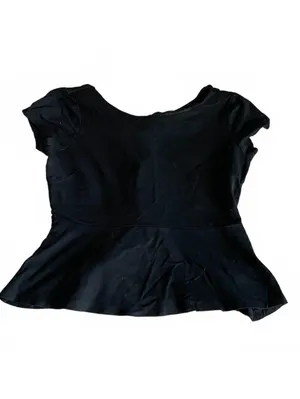 Banana Republic Black Short Sleeve Peplum Preppy Cotton Cottage Classic Top XS thumbnail 2