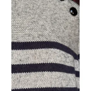 Boden Gray Navy Breton Stripe Wool Cotton Sweater Shoulder Button Nautical Large thumbnail 9