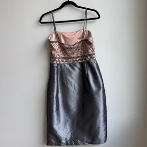 Sue Wong Beaded Embroidered Pink Gray Bubble Cocktail Party Dress Size 10 Medium thumbnail 9