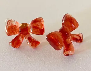 Kawaii simple ribbon stud earrings thumbnail 1