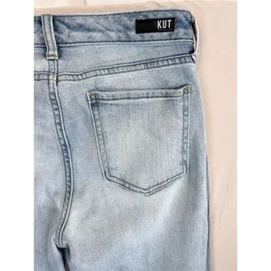 KUT From The Kloth Reese Jeans Sz 8 Light Wash High Waist Distressed Button Fly thumbnail 8