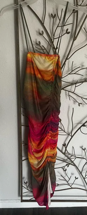 Multi color scrunch Bodycon dress thumbnail 2