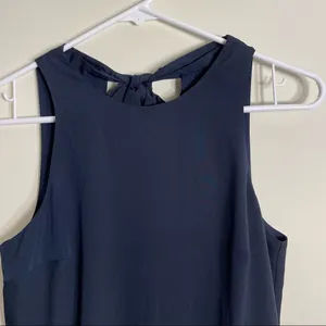 Banana‎ Republic curved hem laser cutout navy blue women’s semi formal dress thumbnail 2