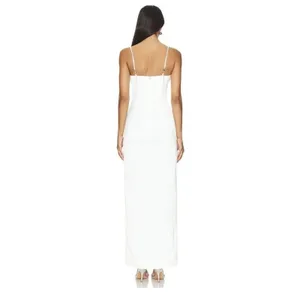 NBD Heera Gown Ivory White Chainmail Silver Metallic Cut Out Maxi Dress Size S thumbnail 3
