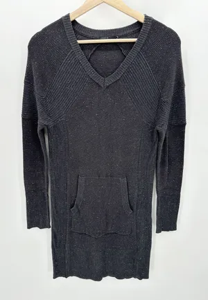 Prana Avalone Dress Womens Small Grey Two-Tone V-Neck Knit Sweater W33180721‎ thumbnail 1
