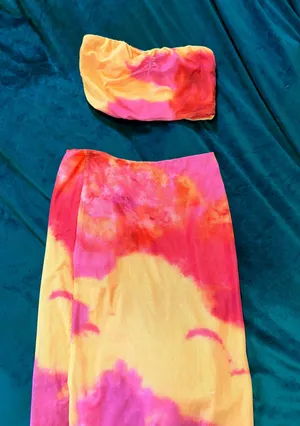 Pink/Orange Maxi Skirt + Tube Top Set thumbnail 4