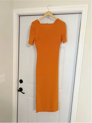 Zara New Orange Midi Dress thumbnail 4