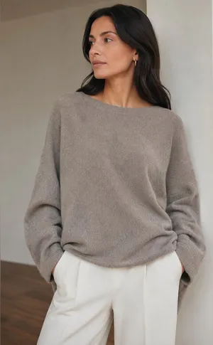 Garnet Hill Cashmere Beige Crewneck Knit Sweater Size Small thumbnail 1