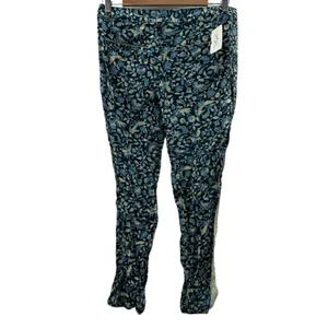 Free People Blue & Cream Floral Print‎ Cropped Mid Rise Pants Sz 0 NEW thumbnail 4
