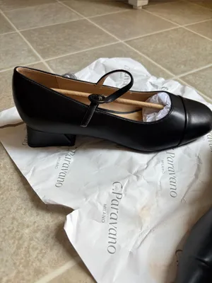 Classic Black Mary Jane Loafers with Low Block Heel thumbnail 4