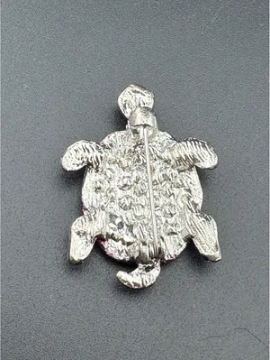 Whimsical Sea Turtle Brooch Pin Purple with Sparkle thumbnail 4